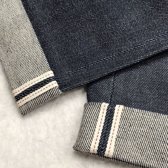 UNIQLO Selvedge Jeans Men 33x27 (33/34 tag) Crop Fray Dark Kaihara Raw Wash Slim - Picture 6 of 16